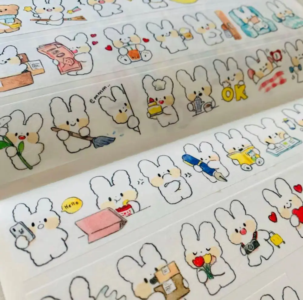 2020 милый кролик медведи васи ленты пуля журнал маскирующая лента клейкая DIY