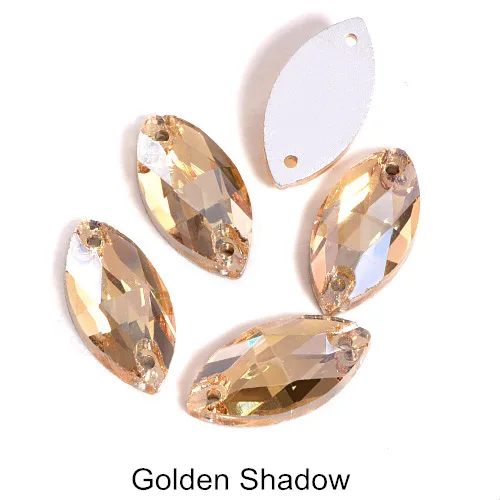 Golden Shadow 5 размеров красочные Наветт стеклянные стразы шьют на Стразы желтый плоский с оборота конский глаз формы пришивные стразы для одежды B0161 - Цвет: Golden Shadow