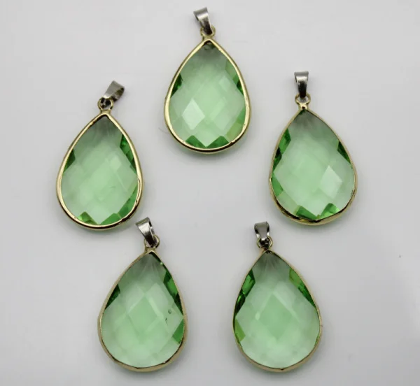 

19x29 мм натуральный кварцевый драгоценный камень, Зеленый Кристалл, подвеска в виде капли воды, сделай сам, имитация циркония, Подвеска для же...
