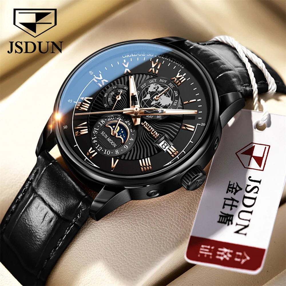 

Upscale Waterproof Men Sport Watch Full Automatic Watch Original Replica Multifunction Genuine Leather Mechanical Wristwatches