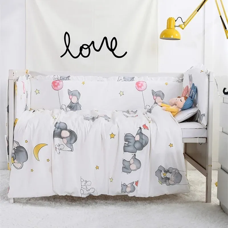 

6/9pcs Elephant Bumpers for Boys Girls Protector Cot Baby Bedding Set Cotton Cot Bumper 120*60/120*70cm