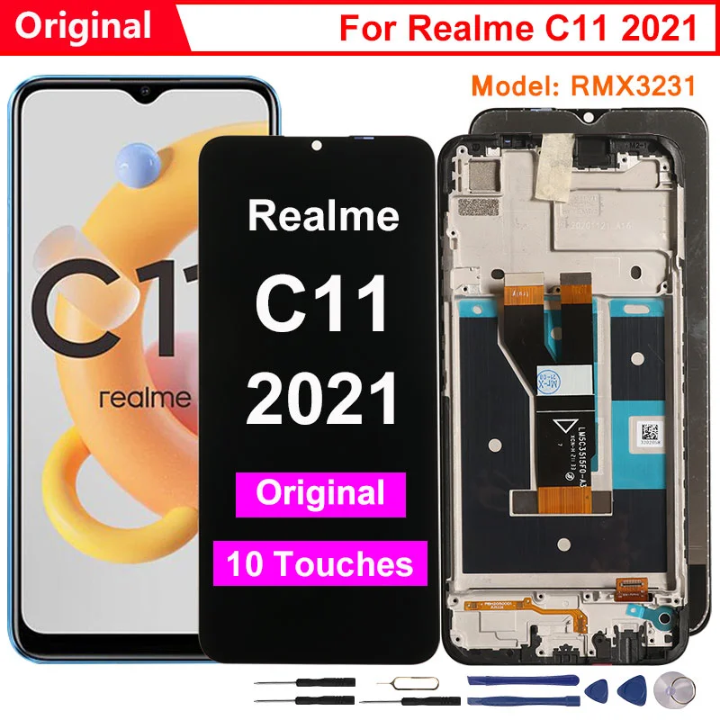 

Original Display For Realme C11 2021 LCD 10 Touches Screen Replacement Display For Realme C11 RMX3231 Screen Test LCD 6.52 inch