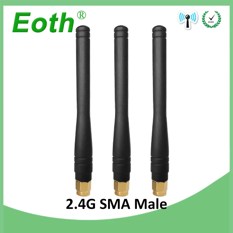 EOTH 10pcs 2.4g antenna 3dbi sma male wlan wifi 2.4ghz antene pbx iot module router tp link signal receiver antena high gain