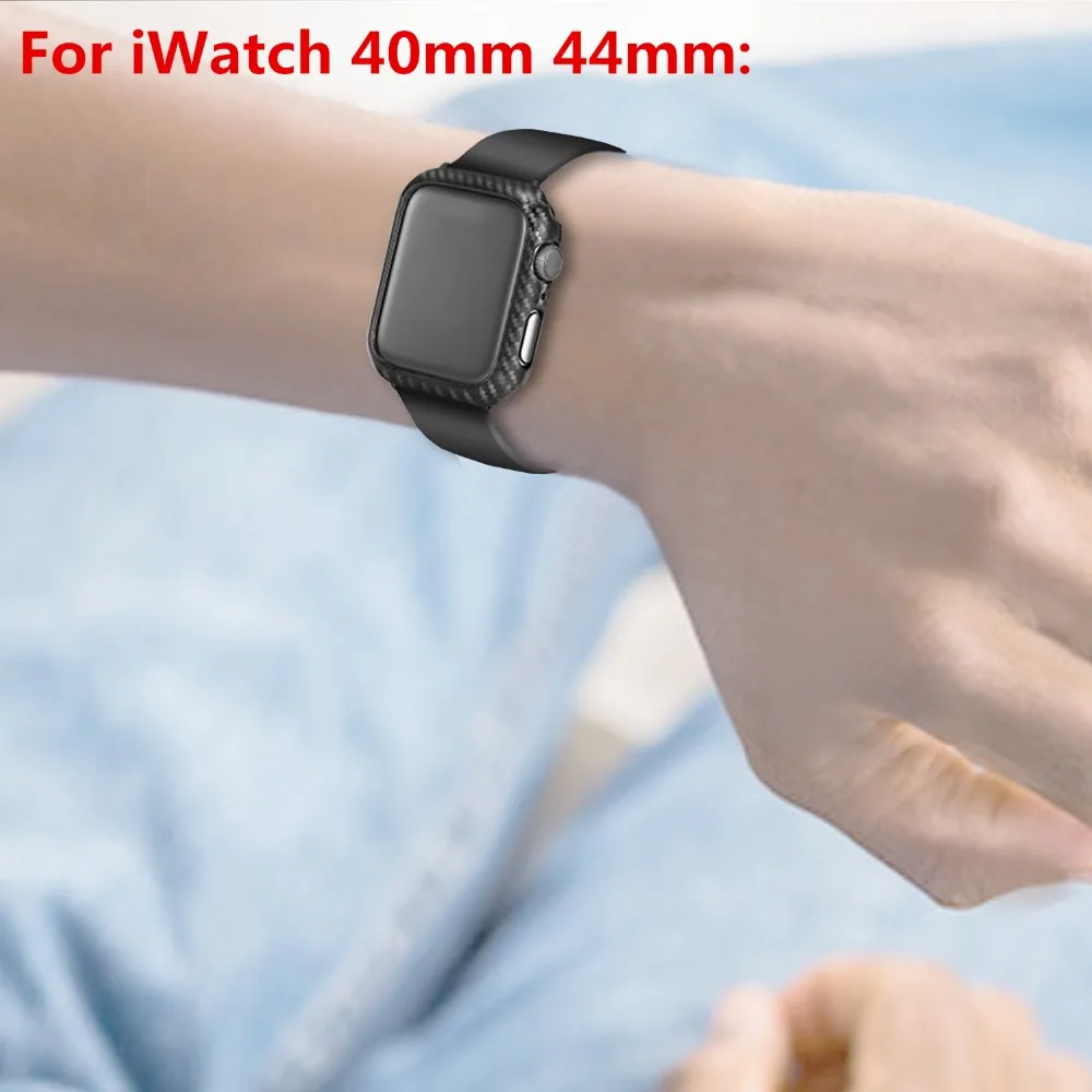 

YUKIRIN Ultra Thin Carbon Fiber Lines PC Case Protective Frame For Apple Watch Series 5 4 3 2 1 iWatch Case 38MM 42 MM 40MM 44MM
