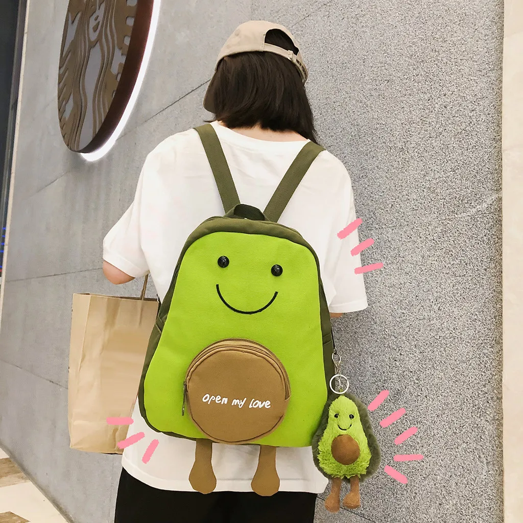 Корейский милый зеленый холщовый рюкзак авокадо для девочек подростков свежий