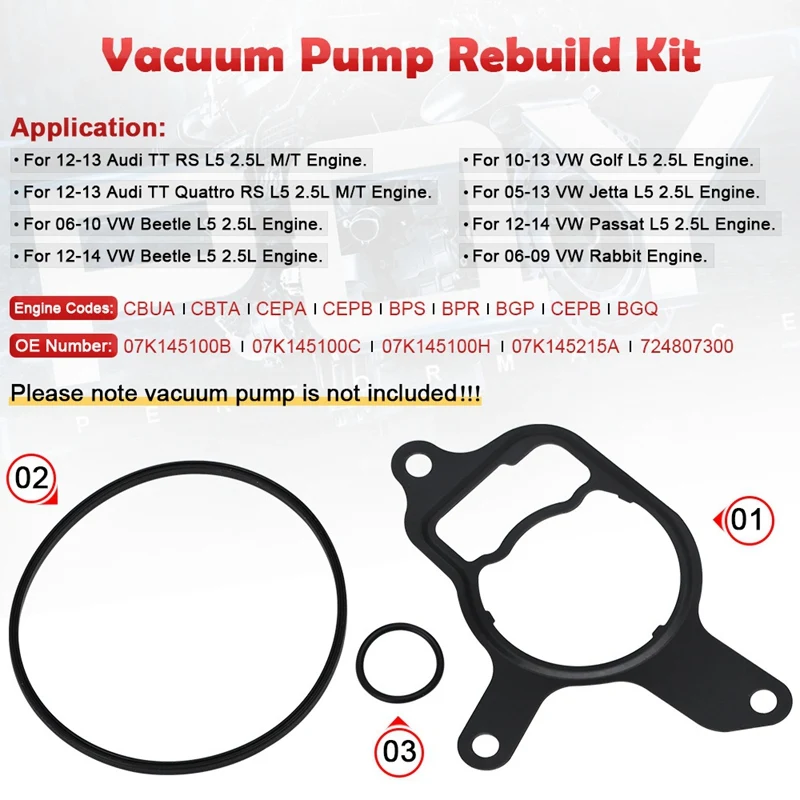 

Vacuum Pump Gaskets Repair Kit 07K145215 for Passat Beetle Jetta 2.5L