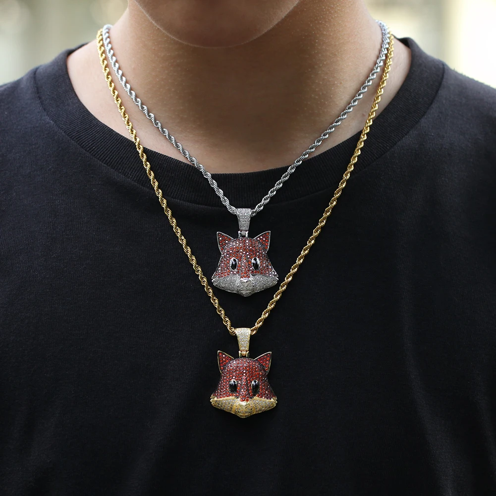 UWIN лиса Полный CZ кулон милый Bling медный материал ожерелье цепь Модные ювелирные изделия Хип-хоп