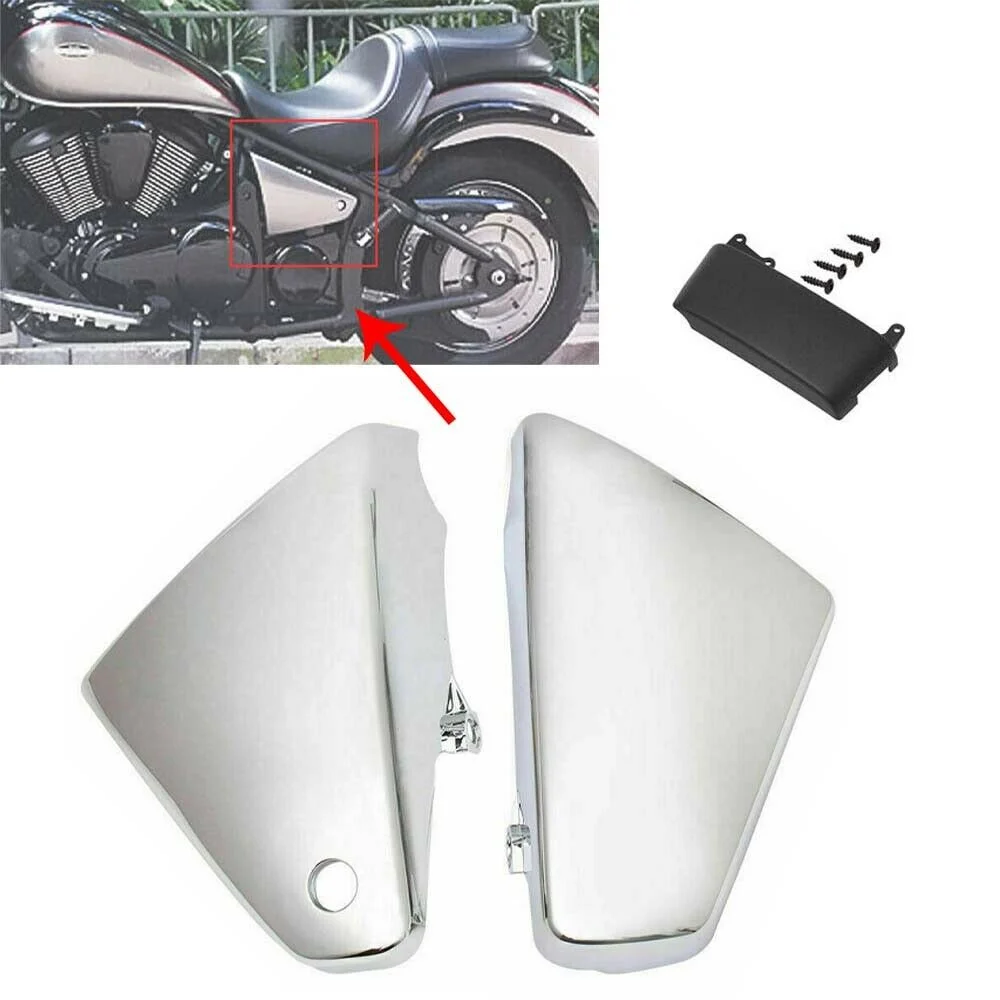 

Motorcycle Chrome Left & Right Battery Side Fairing Cover For Kawasaki Vulcan 900 VN900 2006-2020 2019 2018 2017 2016 2015