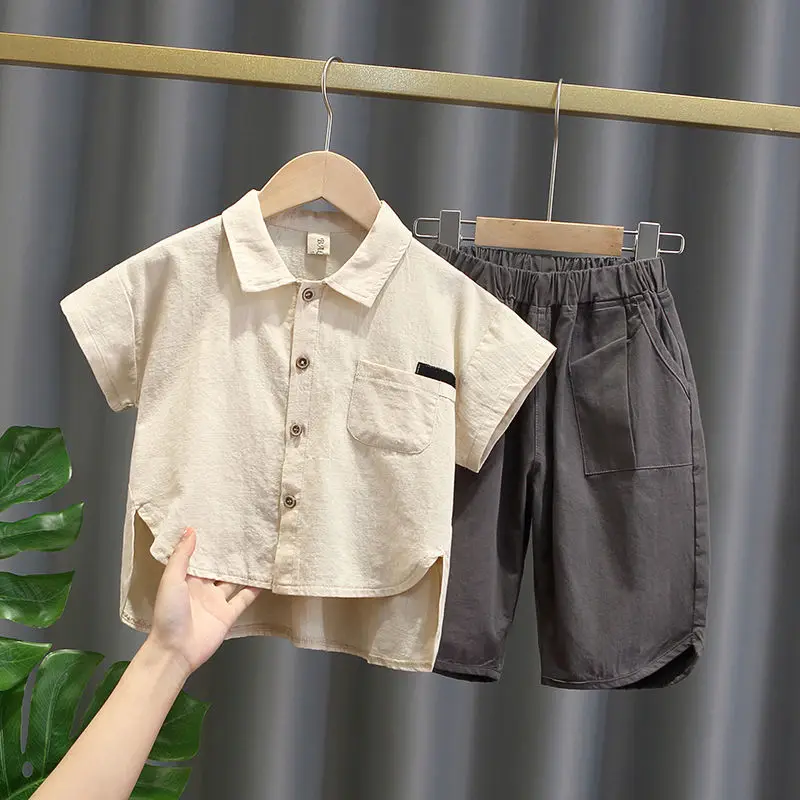 

2021 Boys Clothing Sets Summer Gentleman Suits Short Sleeve Shirt + Shorts 2pcs Kids Clothes Children Clothing Set