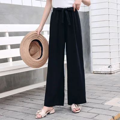 Весна-лето 2020 горячая Распродажа широкие штаны для девочек модные шифоновые с