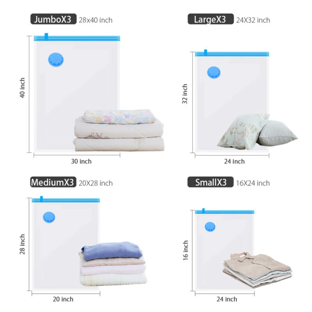 

12pcs Large Vacuum Storage Seal Bags Compressed Clothes Blankets Organizer Bag
