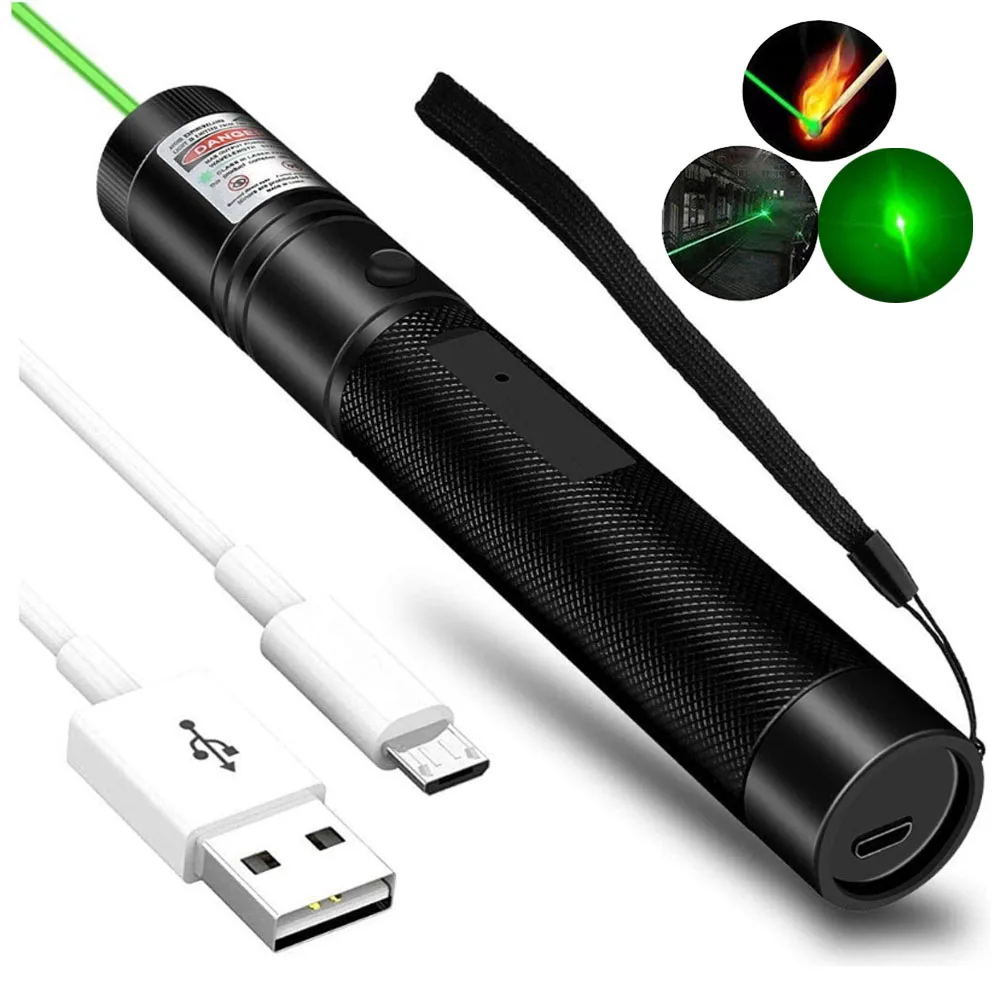 Лазерная указка с зеленым лучом 5 мВт 532 нм зарядка от USB | Спорт и развлечения