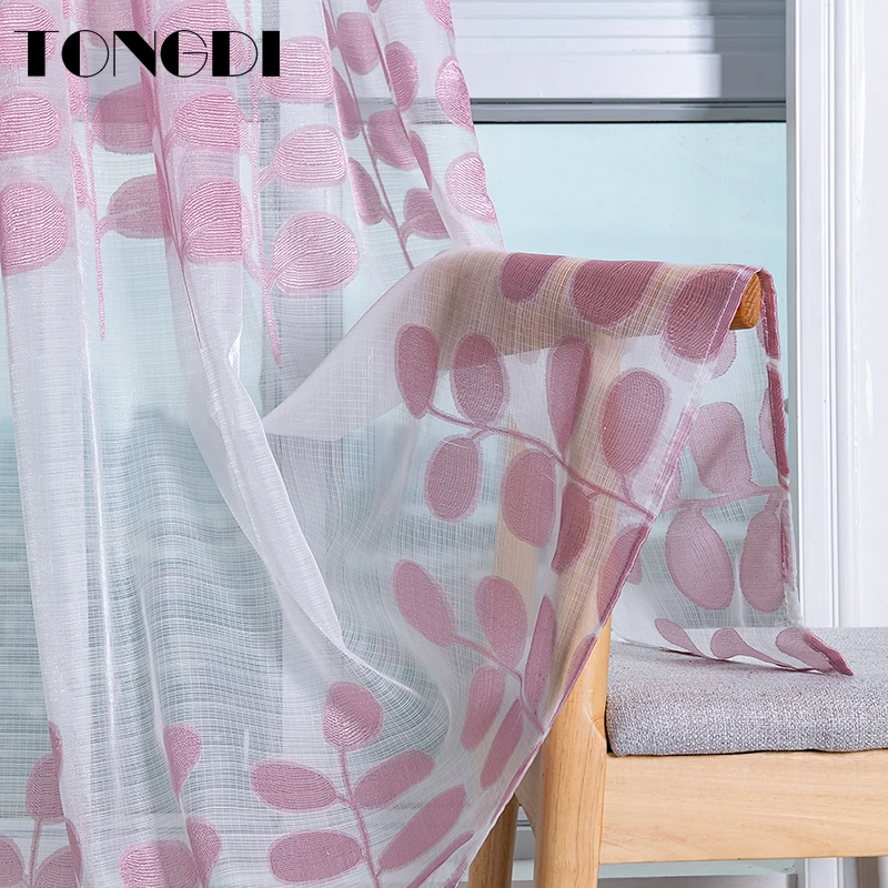 Белая Тюлевая занавеска TONGDI с принтом элегантные прозрачные украшения в виде