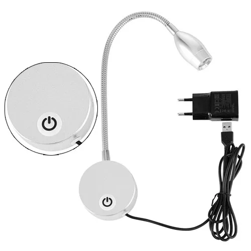Dimmable Flexible 3w Aluminum Led Wall Light Fixture indoor Hotel Living Room Bedroom Bedside Wall Lamps for Readin - Цвет абажура: Silver Dim-Base