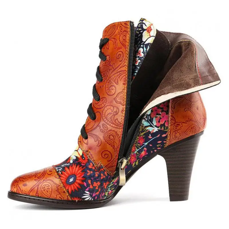 

YourSeason Winter Ladies 2021 Plush Boots Genuine Leather Zip Sewing National Style Women Handmade Platform Shoes Mixed Colors