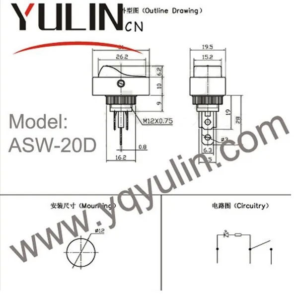 FILN ASW-20D 12v красный желтый синий зеленый белый светодиод 30A автоматический
