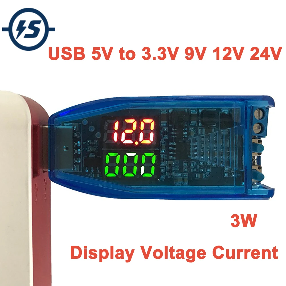 USB повышающий/понижающий модуль питания красный зеленый дисплей кнопка вверх