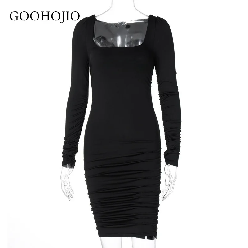 

GOOHOJIO 2021 New Spring and Autumn Sexy Tight Short Dress Temperament Dress for Women Fashionable Women Long Sleeve Chic Dress