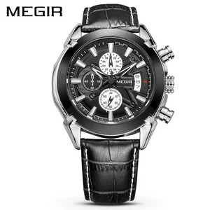 Megir оригинальные мужские кварцевые часы Reloj Hombre кожа бизнес часы мужские часы хронограф армии военные часы спортивные для мужчин