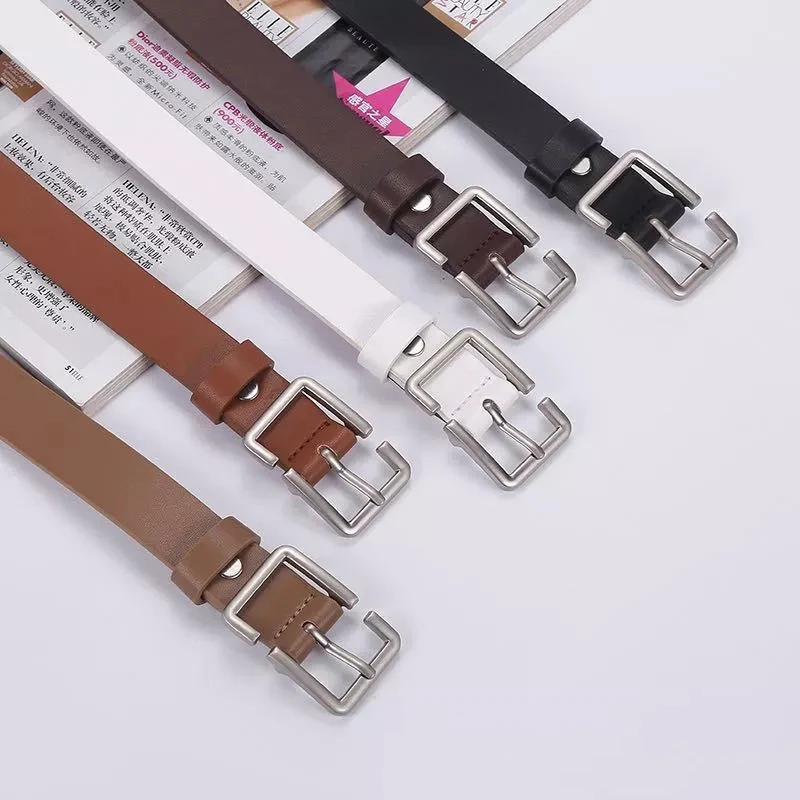 

Square buckle black women belt fashion simple youth jeans chic belts imitation leather adjustable versatile and lightweight