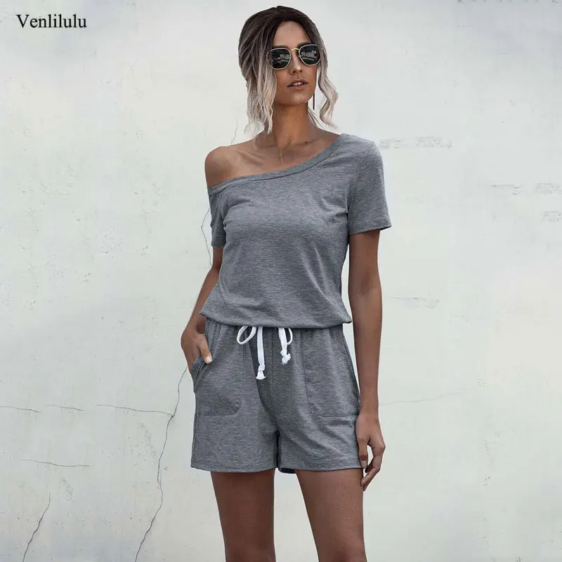 2021 летнее платье на одно плечо с легкий костюм шортами женские комбинезоны