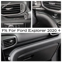 carbon fiber look accessories central control instrument decoration panel dashboard strip cover trim for ford explorer 2020 2021