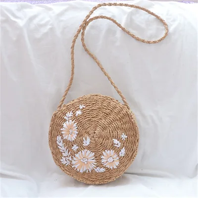 Сумки через плечо для женщин 2019 Повседневная пляжная плетеная Сумка круглая