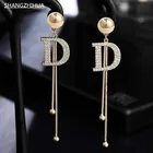 Новинка 2021, классические серьги-подвески с буквой D, женская модель аксессуаров для вечевечерние в Южной Корее