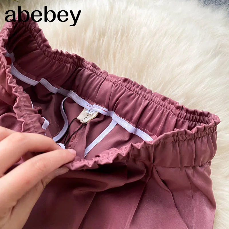 

2021 High Waist Solid Wide Leg Pants Autumn Winter Women Fashion Streetwear Casual Trousers