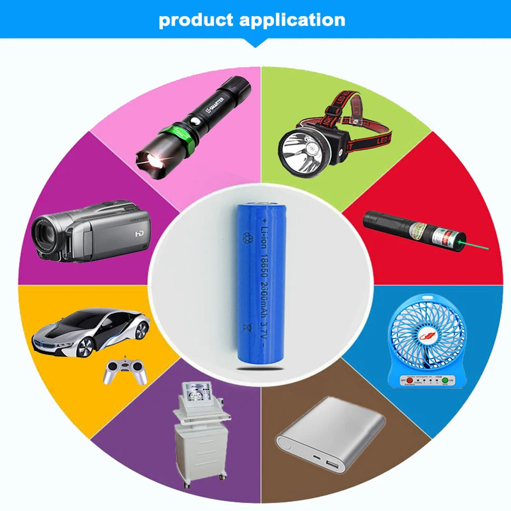 

18650 Rechargeable Lithium Ion Battery Batteries 2600 Mah 3.7V Li-ion Real Capacity 2600mah