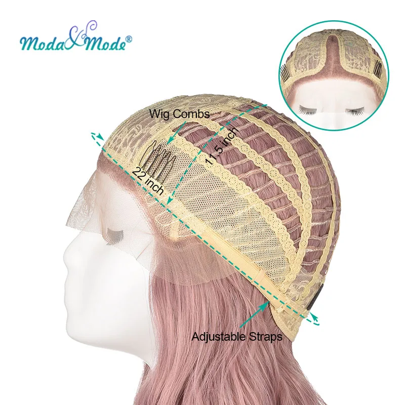 

Moda&Mode Hair24 Light Purple Nature Wave Synthetic Lace Front Wigs Middle Part Black/White Women Cosplay Heat Resistant