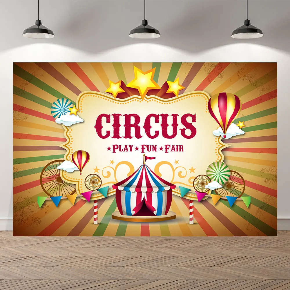 

Circus Baby Kids Portrait Backdrops Circus Birthday Baby Shower Party Decoration Acrobats Animals Backdrop for Photo Studio