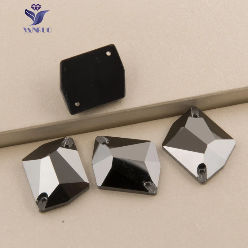 Jet Hematite YANRUO 3265, космические Стразы всех цветов, стеклянные кристаллы, пришитые камни, Стразы для одежды - Цвет: Jet Hematite