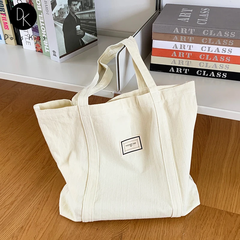 

Ladies Canvas Casual Totes Female Simple Retro Shopping Bag Women Eco-Friendly Grocery Bag Girls Large Capacity Shopping Totes