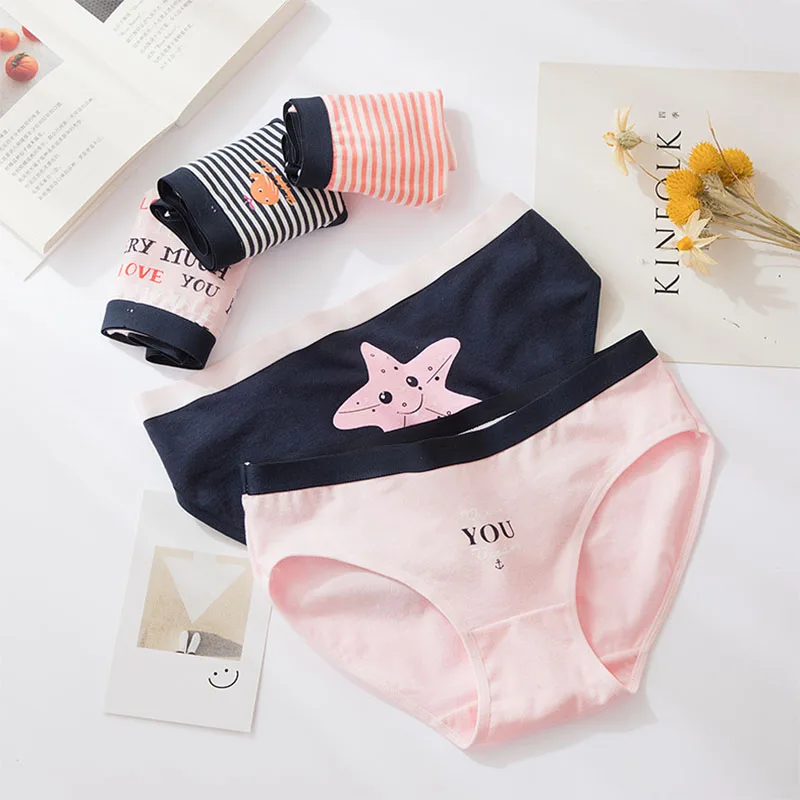 

5Pcs/Cartoon Cute Animal Women's Panties Soft Cotton Seamless Underwear Briefs Girls Sanitary Pants Sexy Combination Underpants