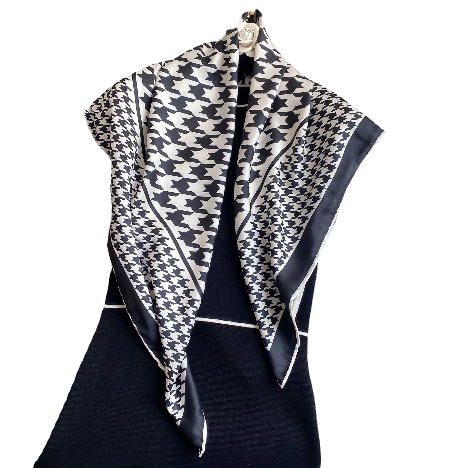 

Fashion Hand stitch twill silk 90 large square scarf gift New woman headscarf high quality Shawl Wraps Bandana Hijabs Scarves