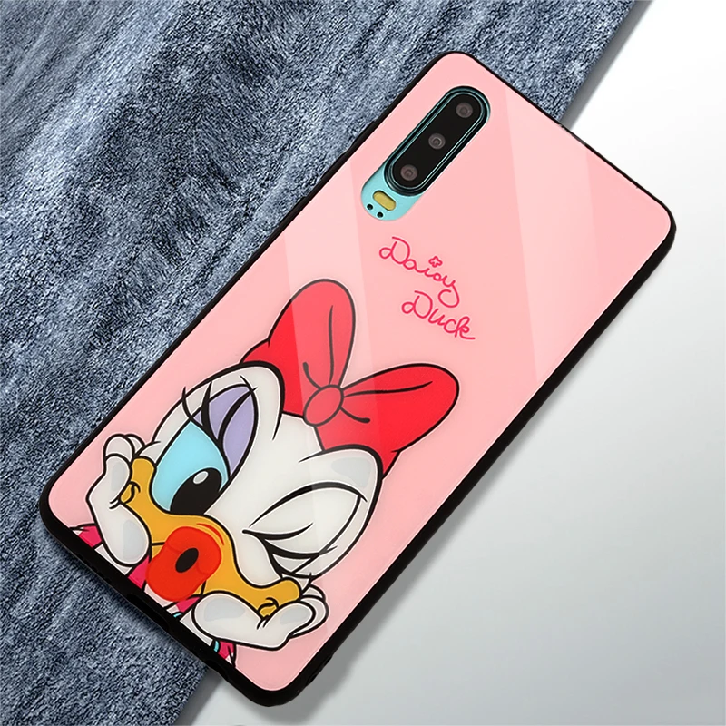 Cartoon Mouse Women Tempered Glass Case for Samsung Galaxy J5 J7 A5 2017 A7 2018 A8 2019 J4 Plus J6 Cute Back Cover Accessories |