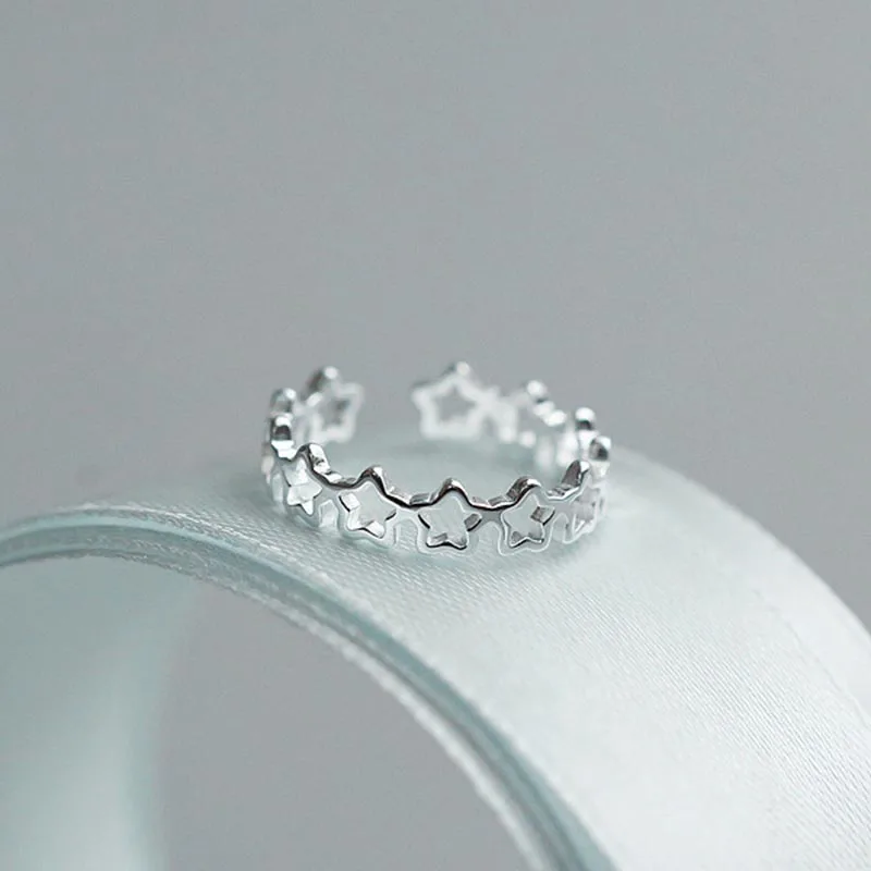 Женское посеребренное регулируемое кольцо со звездой|Кольца| |