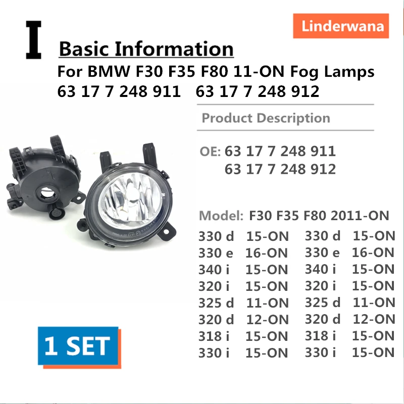 O для BMW F30 F35 F80 11 ON 330 325 320 316 335d 330e 340 318 328 335 316i M3 Противотуманные фары 63 17 7 248 911|Фара