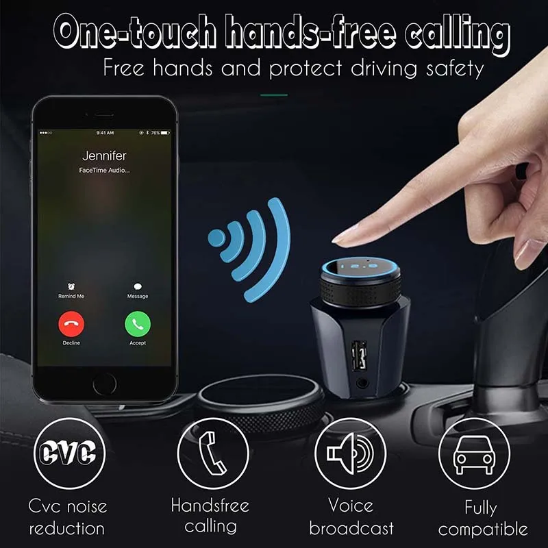 Автомобильный беспроводной FM-модулятор JINSERTA Bluetooth 5 0 AUX аудио TF USB | Автомобили и