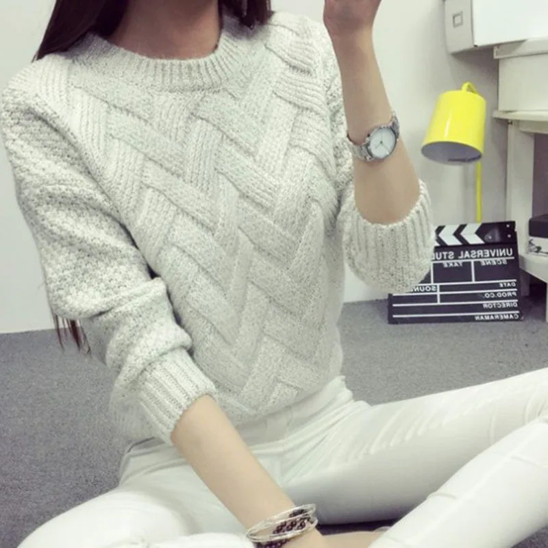 2018 винтажный женский свитер Новый Модный пуловер с круглым вырезом Зимний