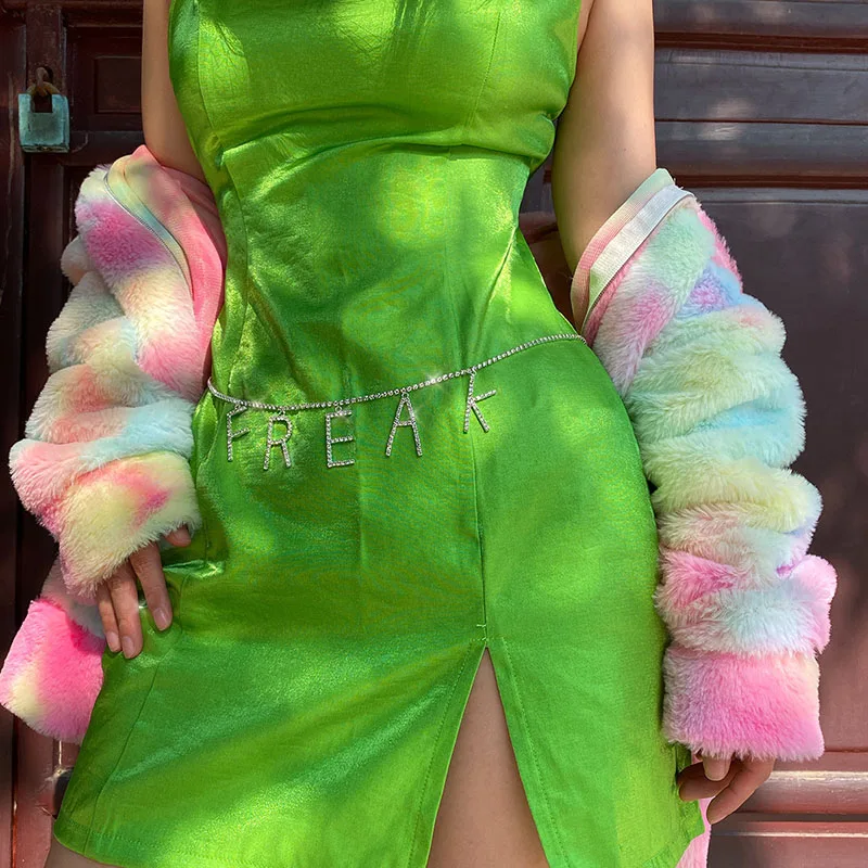 Цепочка женская с буквенным цирконом пикантный однослойный кулон на талию