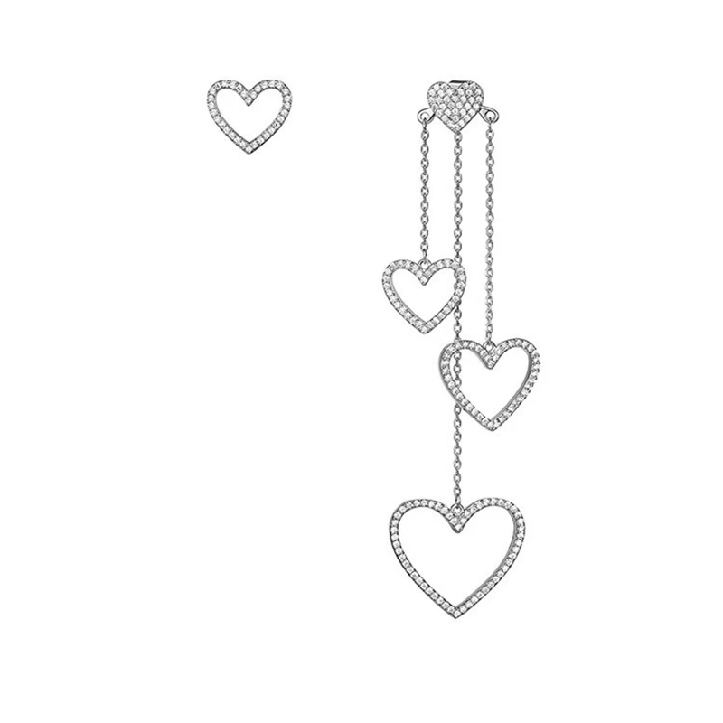 Korean Jewelry Hollow Heart Geometry Earrings For Women Tassel Earrings Gifts Orecchini Brincos Pendientes Oorbellen - Окраска металла: silver