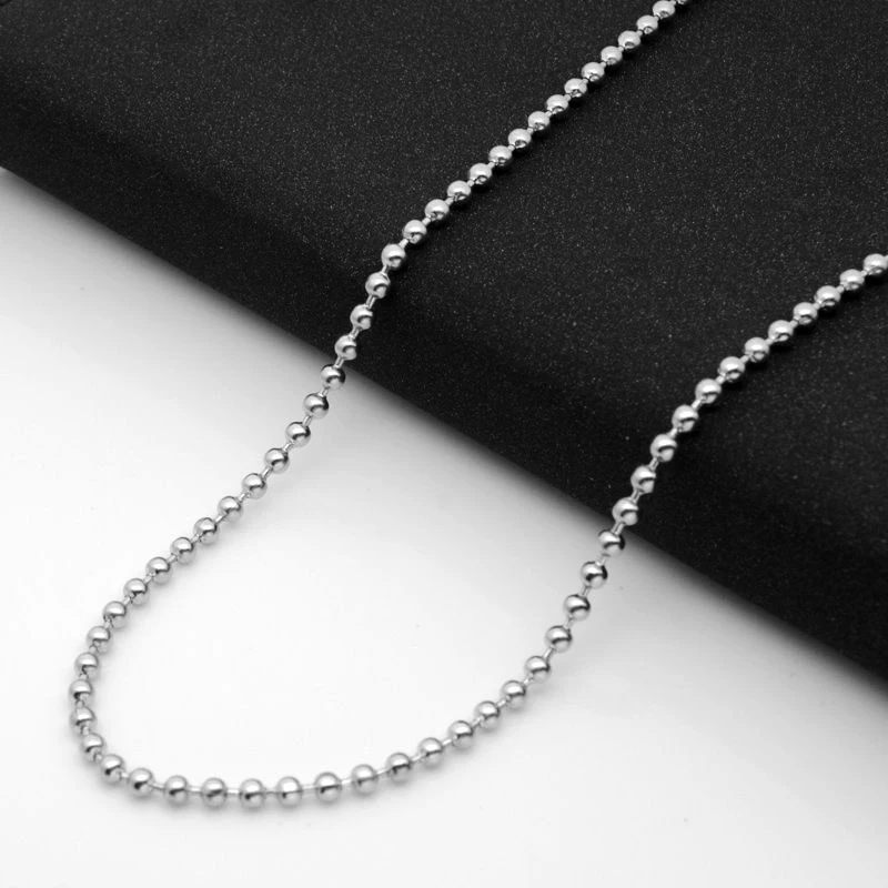 Beads Chain 50, 60, 70, 80 см, серебряный тон, Мужская коробка с драконом, из бисера, змея, длинное ожерелье из нержавеющей стали, цепочка для подвески, Женские Ювелирные аксессуары - Окраска металла: Beads Chain