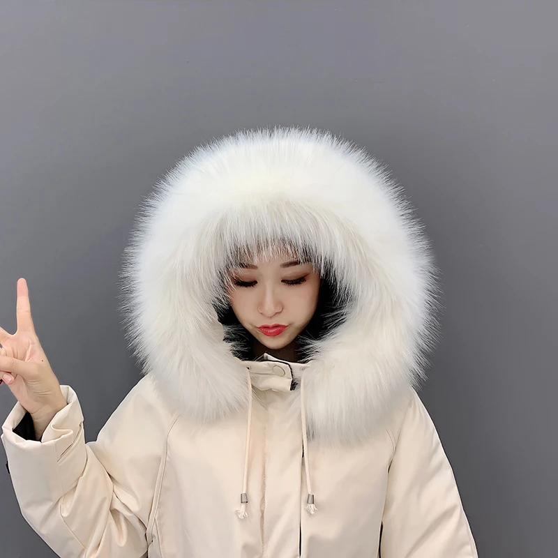 Женский роскошный зимний воротник из искусственного меха для пальто женский