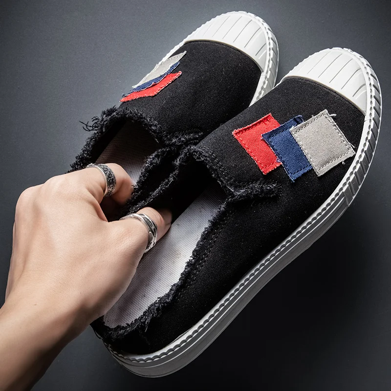 Летняя парусиновая обувь Удобная молодежная модная мужская повседневная Лоферы