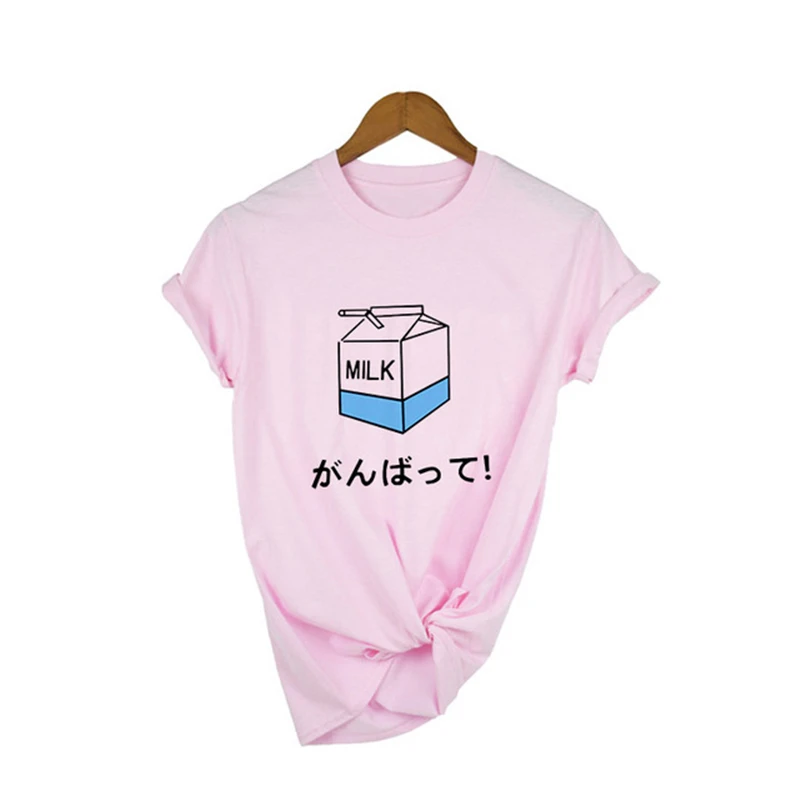 

Забавная кавайная розовая футболка Ulzzang 90-х годов в стиле гранж, молочная японская Эстетическая футболка в стиле Харадзюку, шикарная Летняя ...