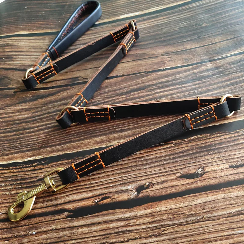 Поводок для собак из натуральной кожи с пятью узелками тренировочные тросы