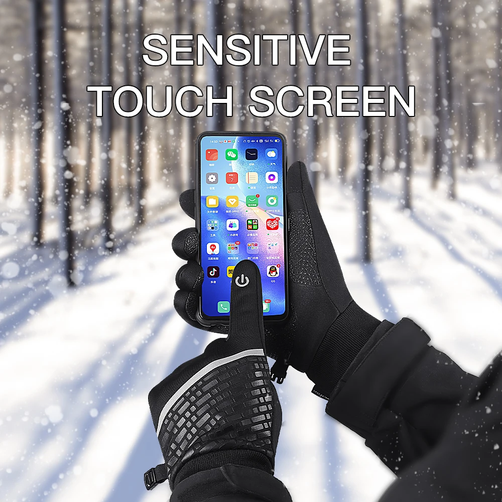 Winter Men's Gloves Warm Touchscreen Full Finger Cycling Gloves Waterproof Winterproo Sport Bike Skiing Motorcycle Riding Mitten