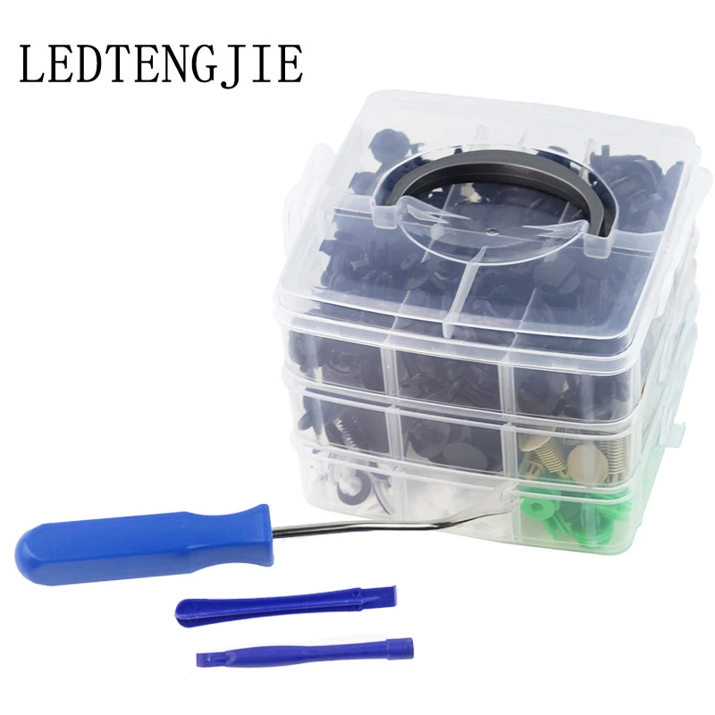 

500PCS Universal Boxed Hybrid Car Fasteners and Clips, with A Removal Tool Car Bumper Rivet Holder Push Hood Fender Durable